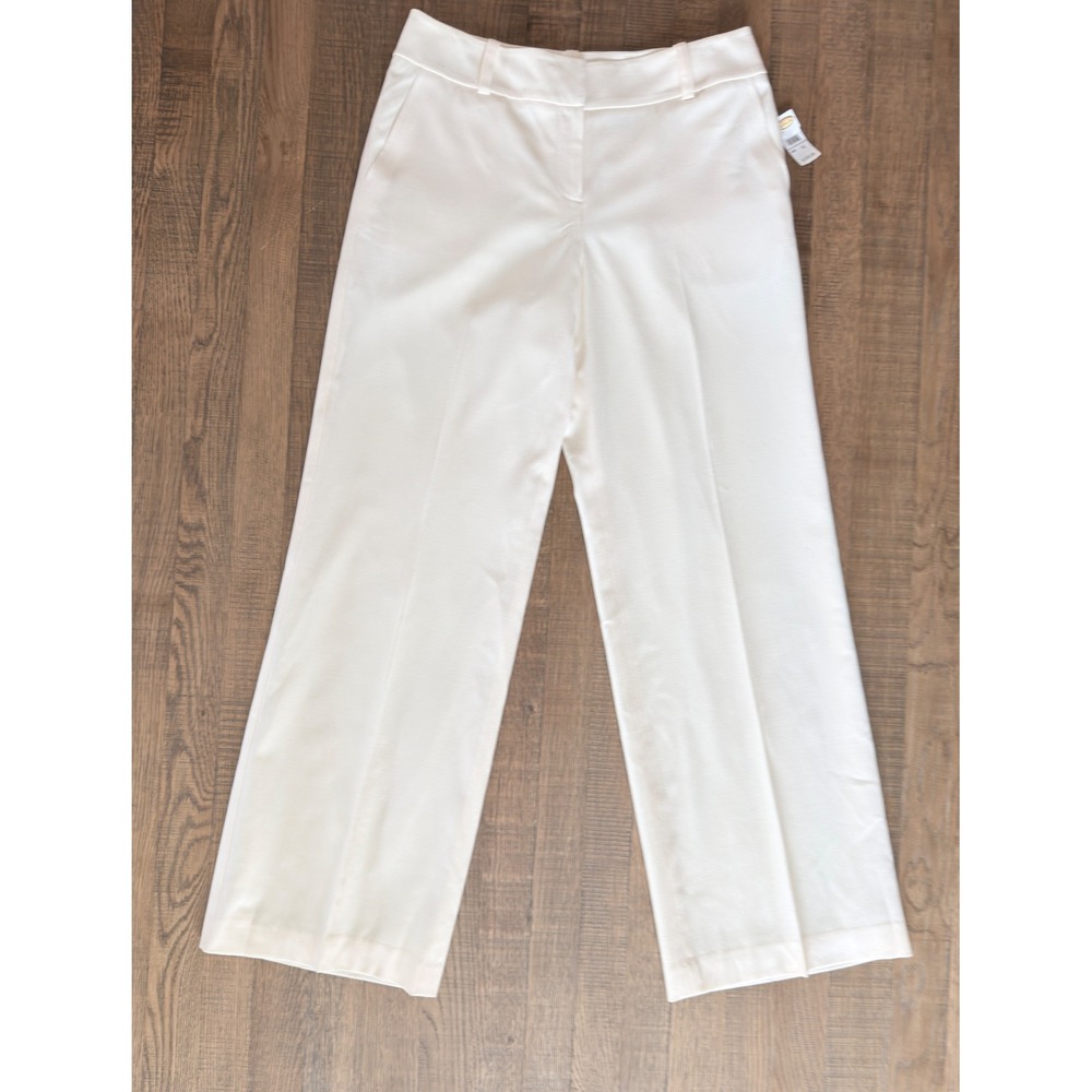 Talbots Cream Ivory Italian Wool Wide Leg Trousers Dress Pants Womens 10